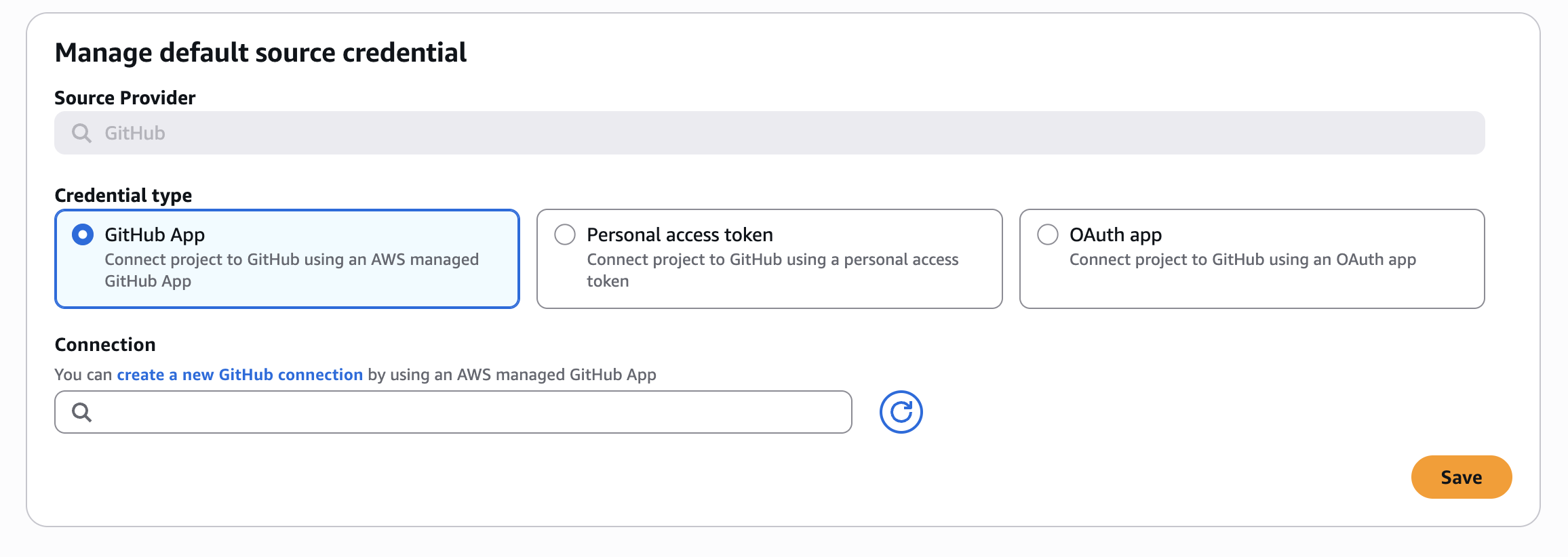 Manage default source credential