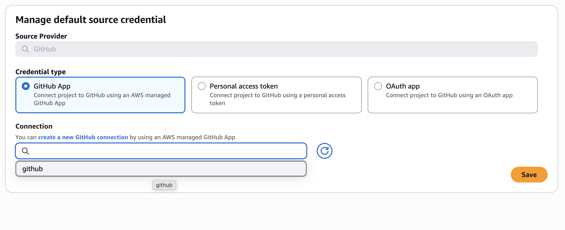 Save the default source credential